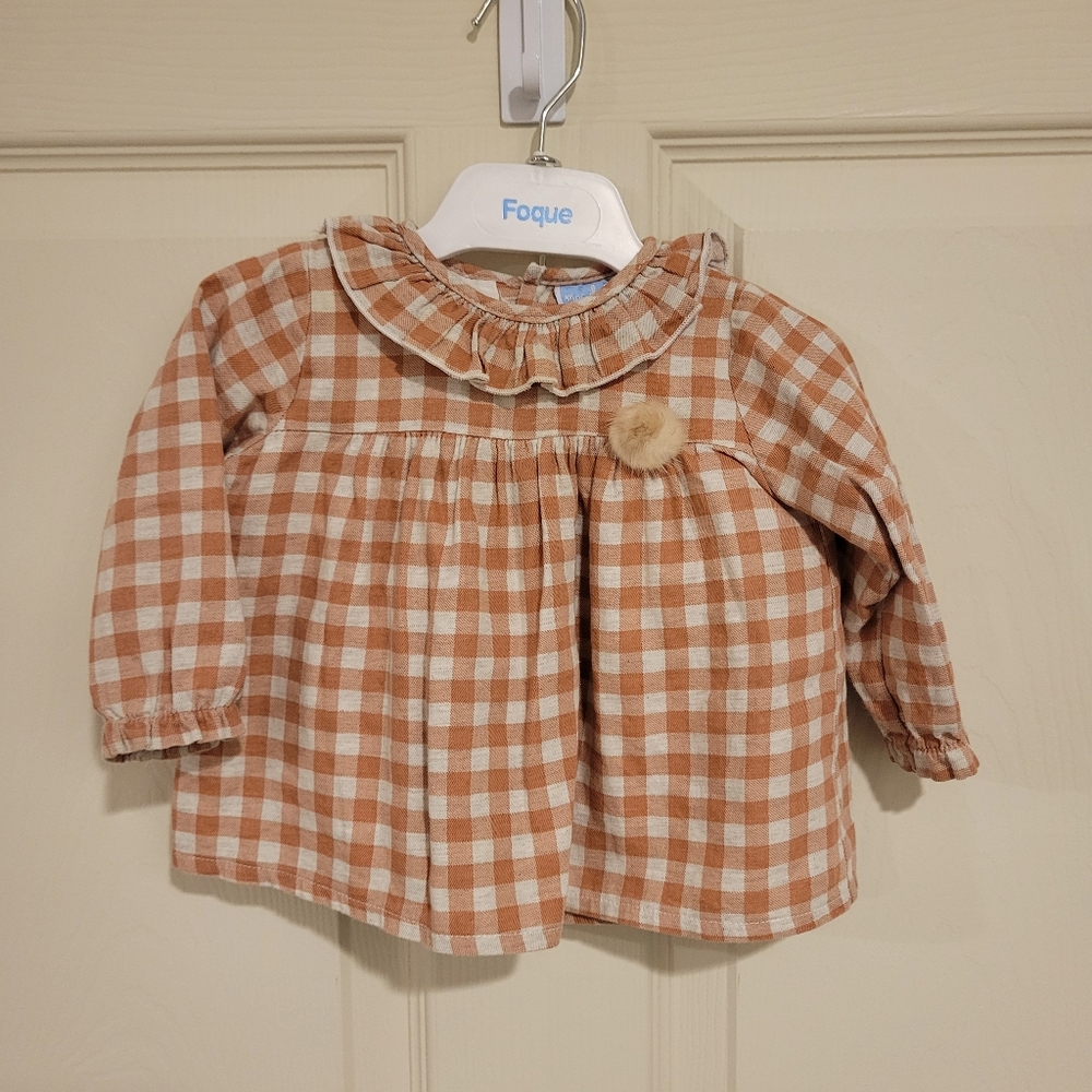 Mac Ilusión Terracotta Gingham Baby Dress & Bloomer, 6M